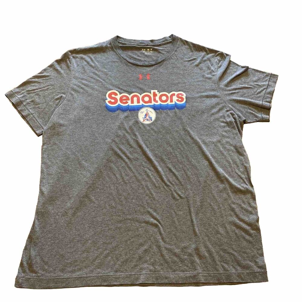 Under Armor Shirt Men Sz 2XL Gray Heat Gear Loose Washington Senators T-shirt